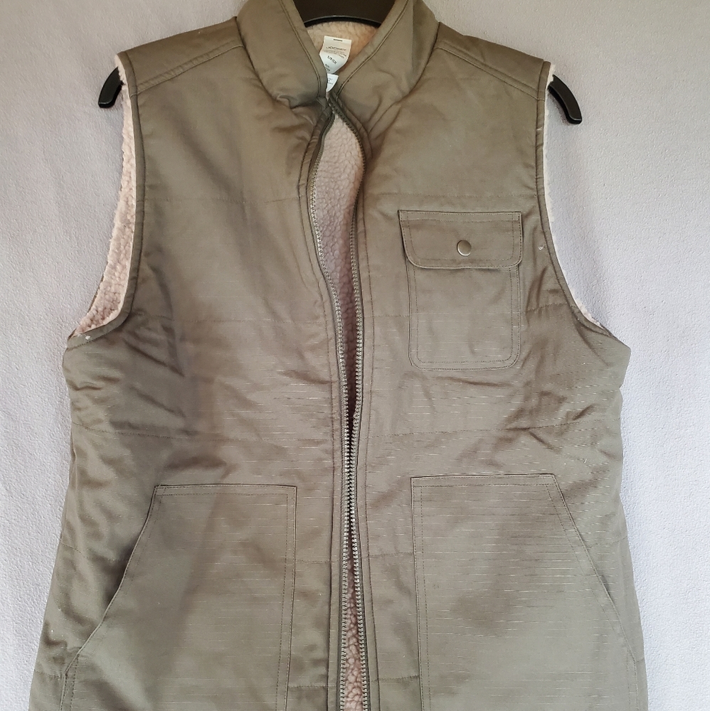NEW Jockey Adult Reversible Woven Sherpa Fleece Vest - sz S